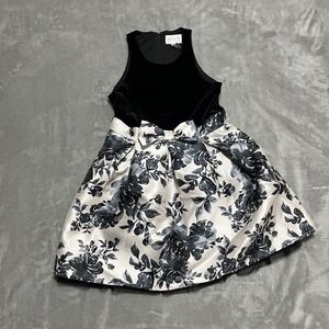 The Children's Place Black and White Floral Formal Dress